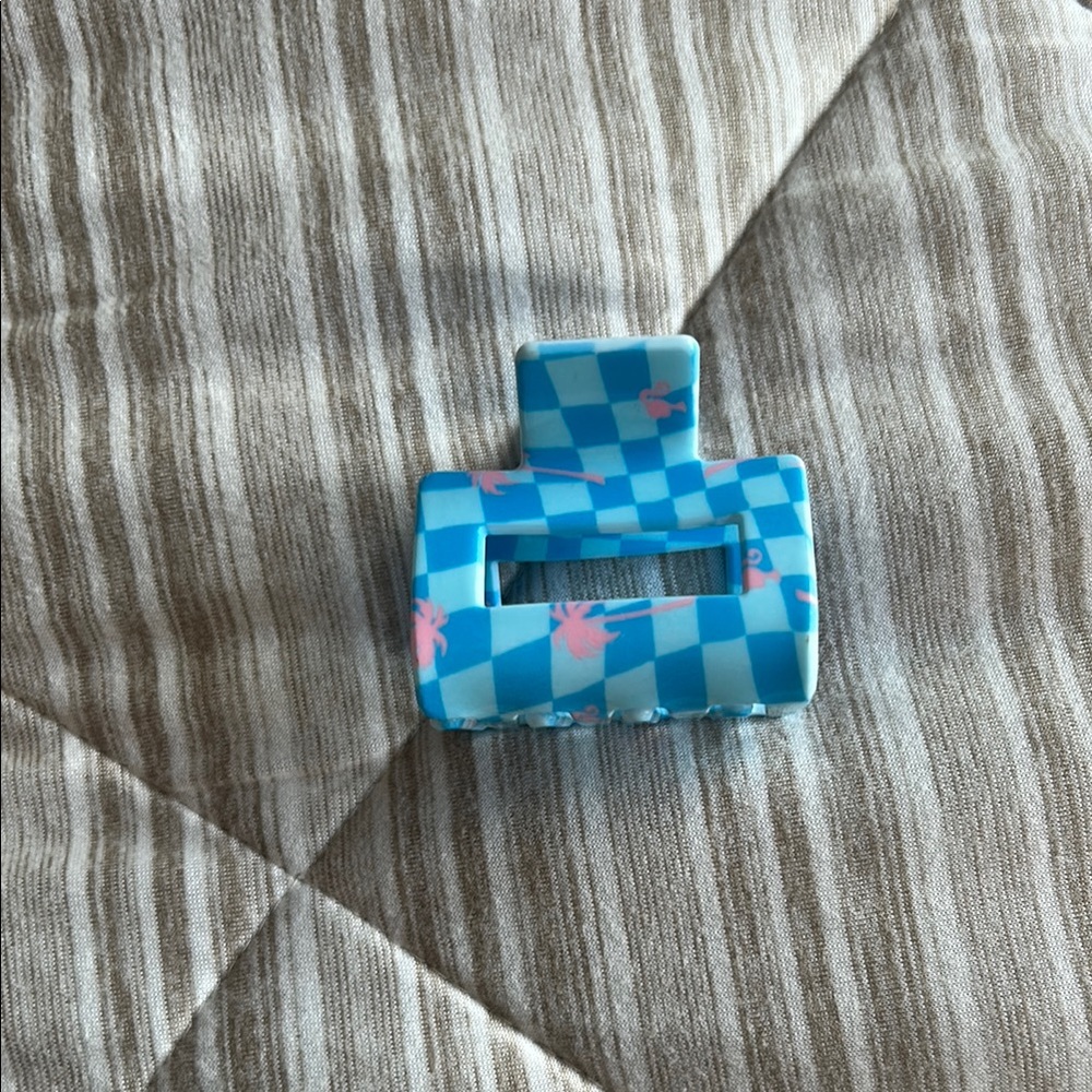 Kitsch x Barbie Blue and Pink Checkered Claw Clip
